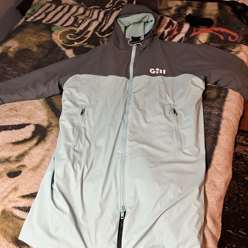 Men's Gill Aqua Parka Sz SM (Runs Big) - Gray and Light Blue